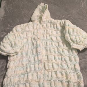Vintage Handmade Baby Hooded Knit Bunting – Pastel Bubble Texture